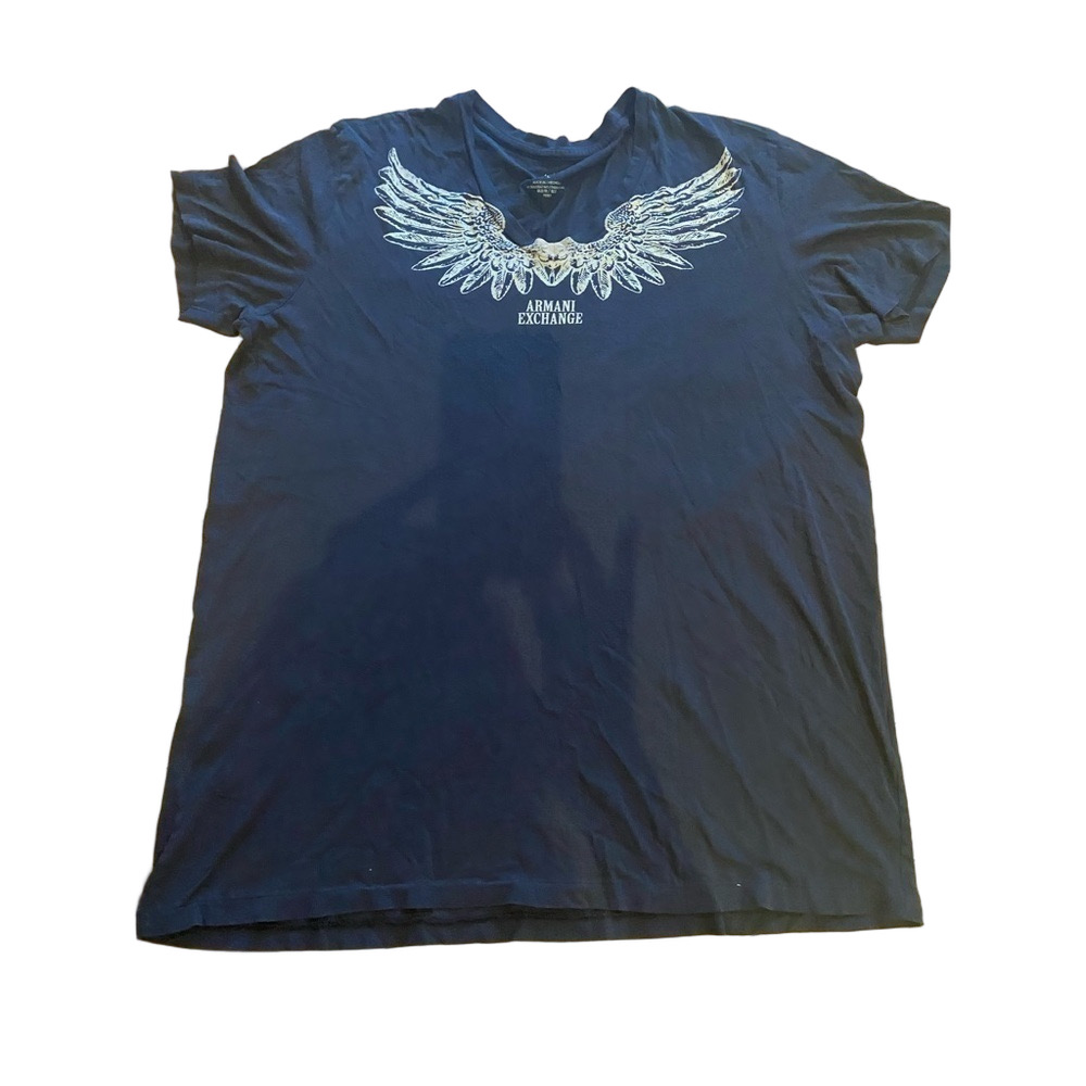 Vintage Armani Exchange Angel Wings V-Neck Graphic T-Shirt L